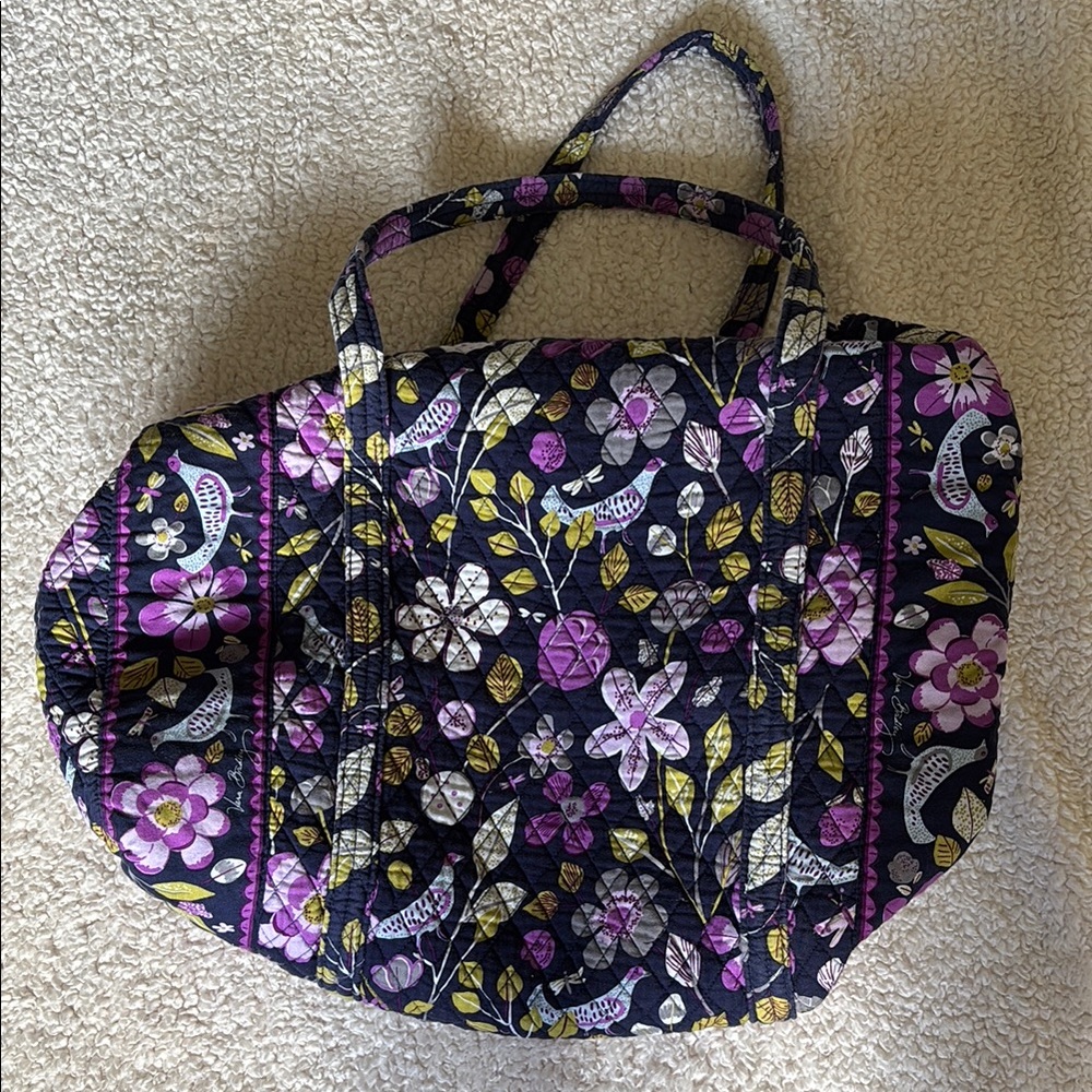 Vera Bradley Quilted Floral Tote in Purple and Black